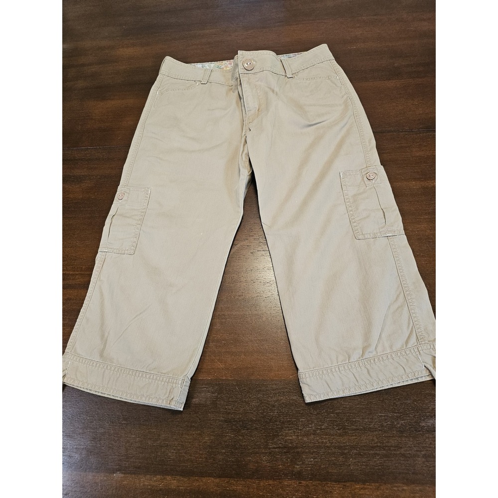 Levi's Cargo Pants Women 10 Tan Khaki Cropped Wide Leg Cotton Tab Twills